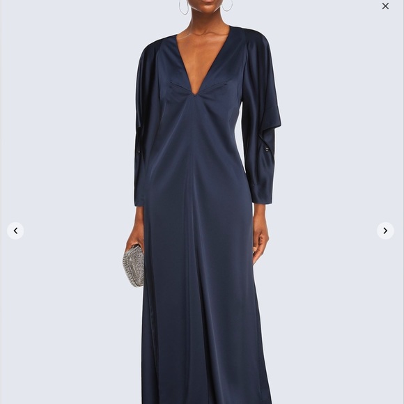 Gorgeous Victoria Beckham New w/Tags Navy Silk Evening Gown Sz 38 - Picture 4 of 16